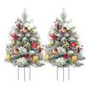 23 Inch Lighted Artificial Christmas Urn Filler Pre-lit Xmas Pine Tree with Cones Red Berries Tripod Stake And LED Light Outdoor Porch Planter Filler