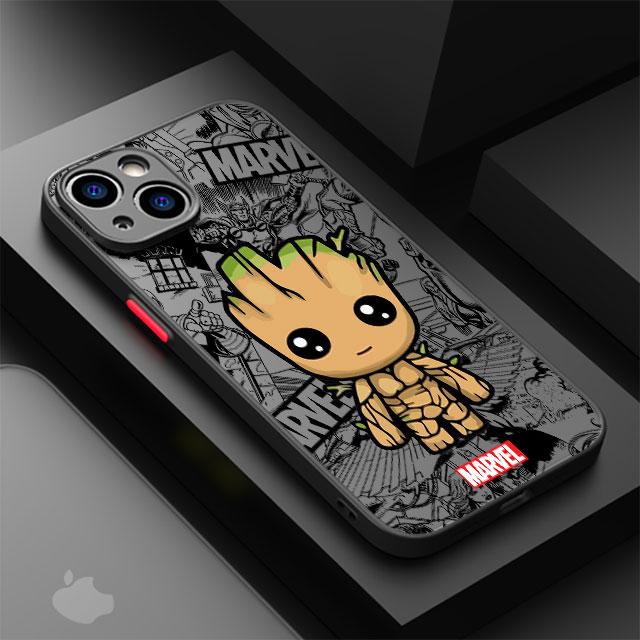 

Мультяшный чехол Marvel Грут Человек-паук для iPhone SE 12 Mini 13 Pro Max 14 Plus XS X 7 6S Plus 15 11 XR 8 Противоударный бронированный чехол for iPhone 15