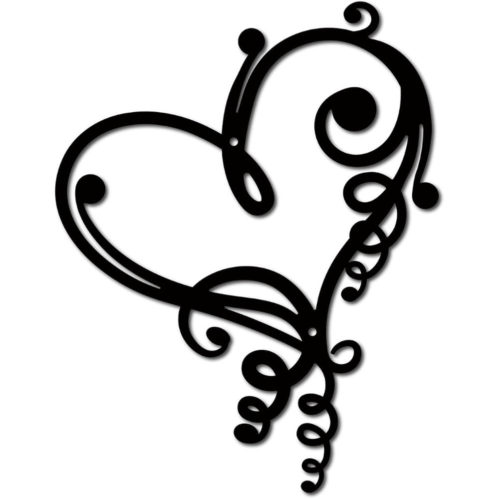 Metal Heart Wall Decor Iron Art Scroll Vintage Hanging Indoor Outdoor Gift