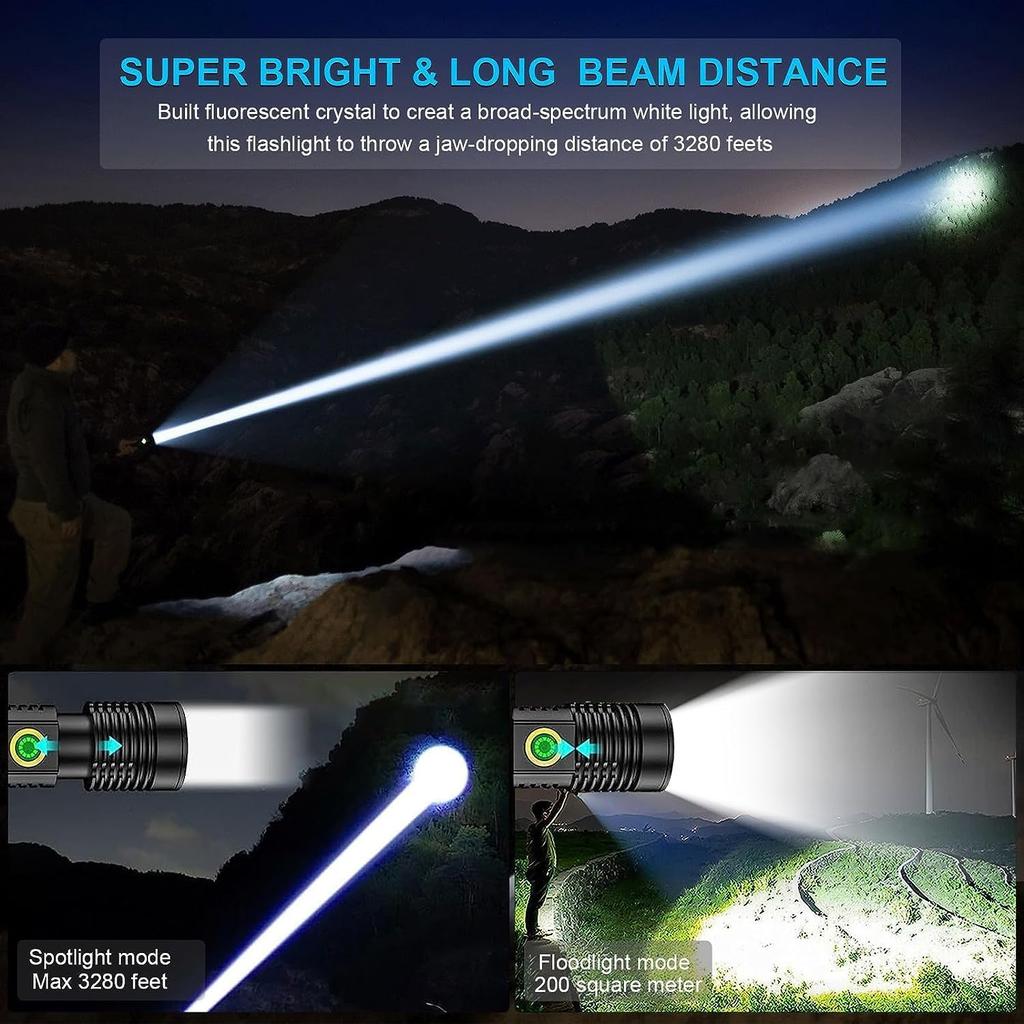 Flashlights High Lumens Rechargeable(Battery Included), 20000 Lumens Super Bright Powerful Small Magnetic Flashlight, 6 Mode, Zoomable, Waterproof,