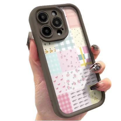 Lattice floral splicing iPhone17Promax mobile phone case ladder suitable for Apple 16promax all-inclusive Tianyan