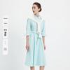 Navigare Women's Shirt Collar Tie-Waist Short Sleeve Dress