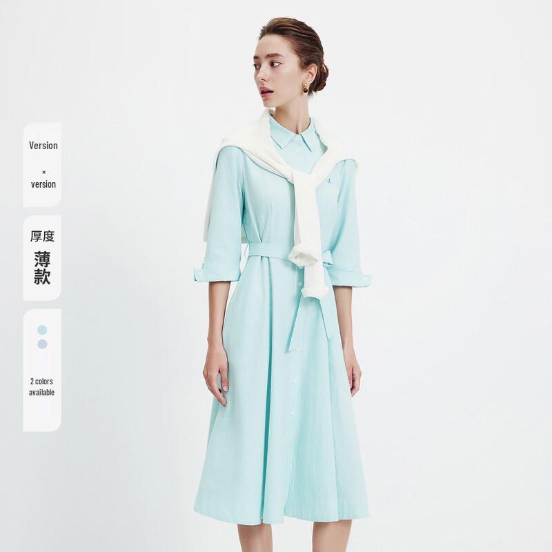 Navigare Women's Shirt Collar Tie-Waist Short Sleeve Dress