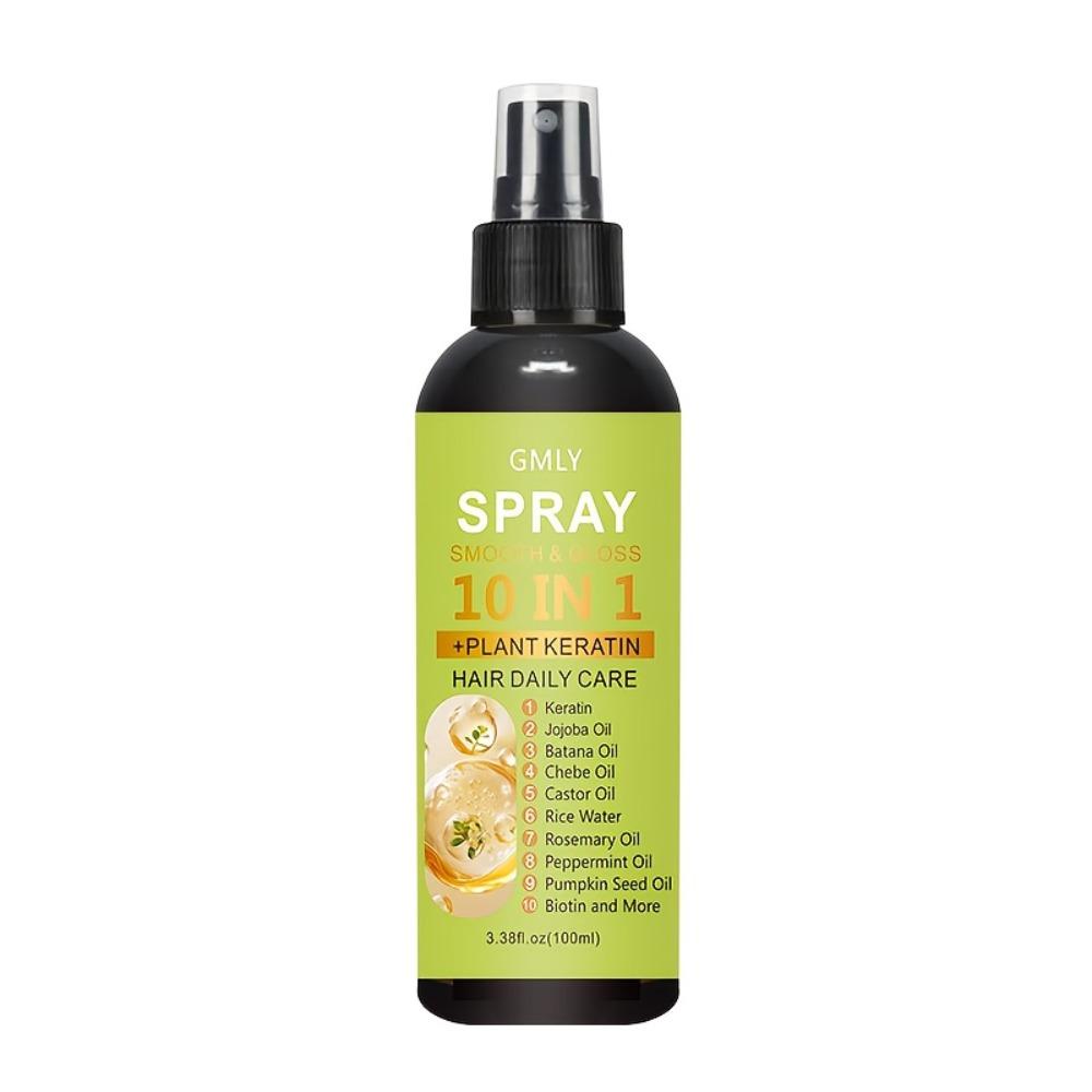 

10-In-1 Leave-In Hair Care Spray, Salon-Grade Heat Protection Formula with Argan Oil, Keratin, And Coconut Oil, Delivers Tenfold Hair Care Benefits, 100ml