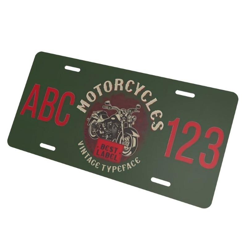 Motorcycle Souvenir License Plate, Metal Auto Wall Decor 15x30cm