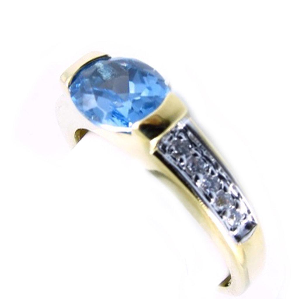 Ring Vergoldet 'Scarlett' goldblauer Topas (5 Mikron) - 6x8 mm