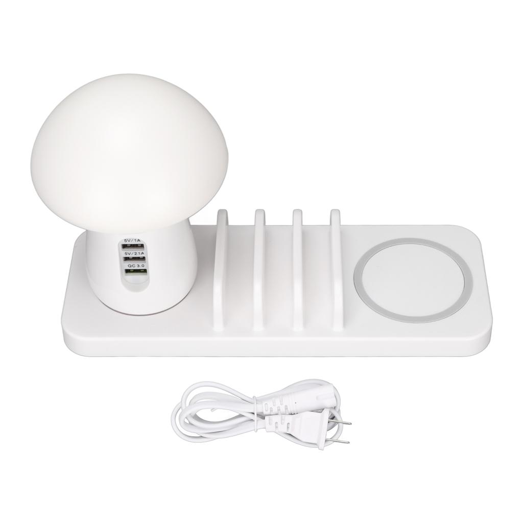 Wireless Charging Stand 10W USB Fast Charge Mushroom Night Light Multiport Wireless Phone Charger