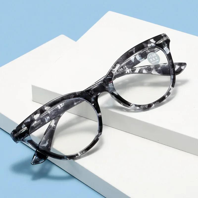 Women'S Full Frame Presbyopia Glasses New Retro Cat Eye Reading Glasses Fashionable Clear Lens Hd Far Sight Glasses