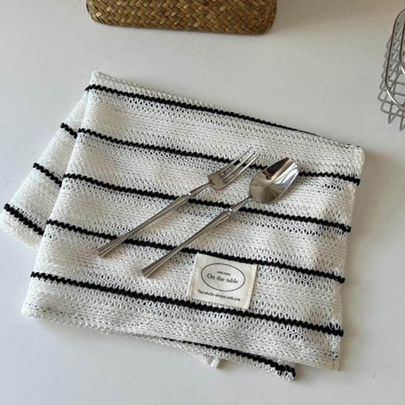 Simple Black White Striped Tablecloth Placemat Dining Table Mat Coaster Food Posing Background Cloth Home Decoration Accessories