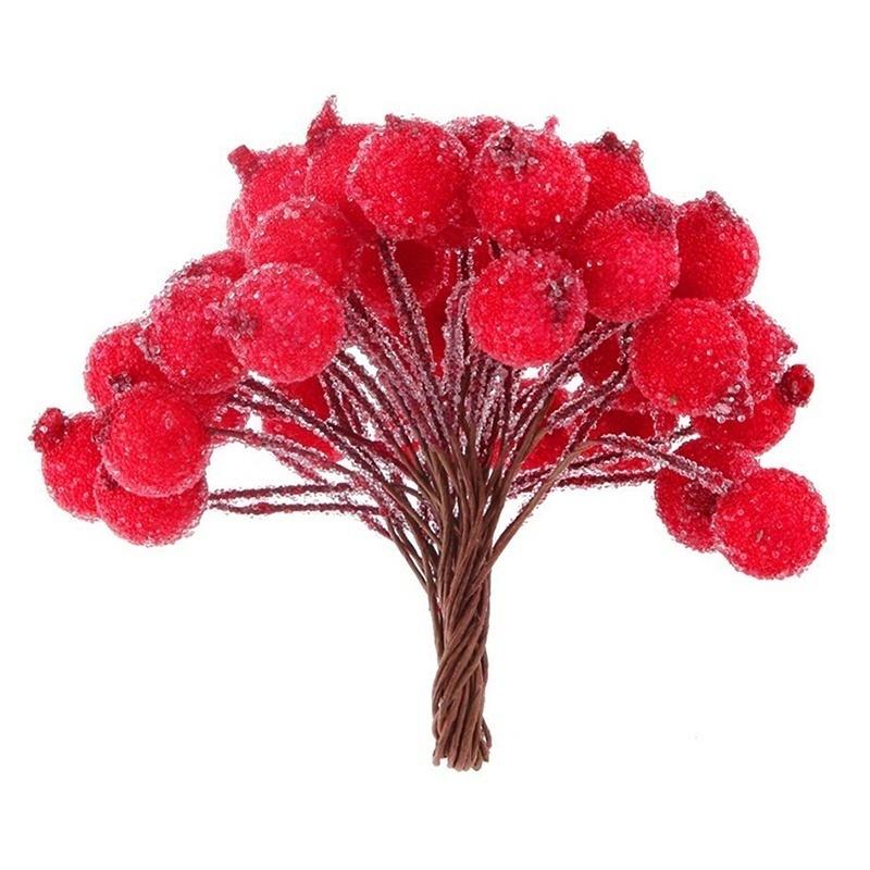 Mini Fake Fruit Foam Berries Artificial Pomegranate Red Cherry Bouquet Artificial Flower Decorations Christmas Red Berry Decor