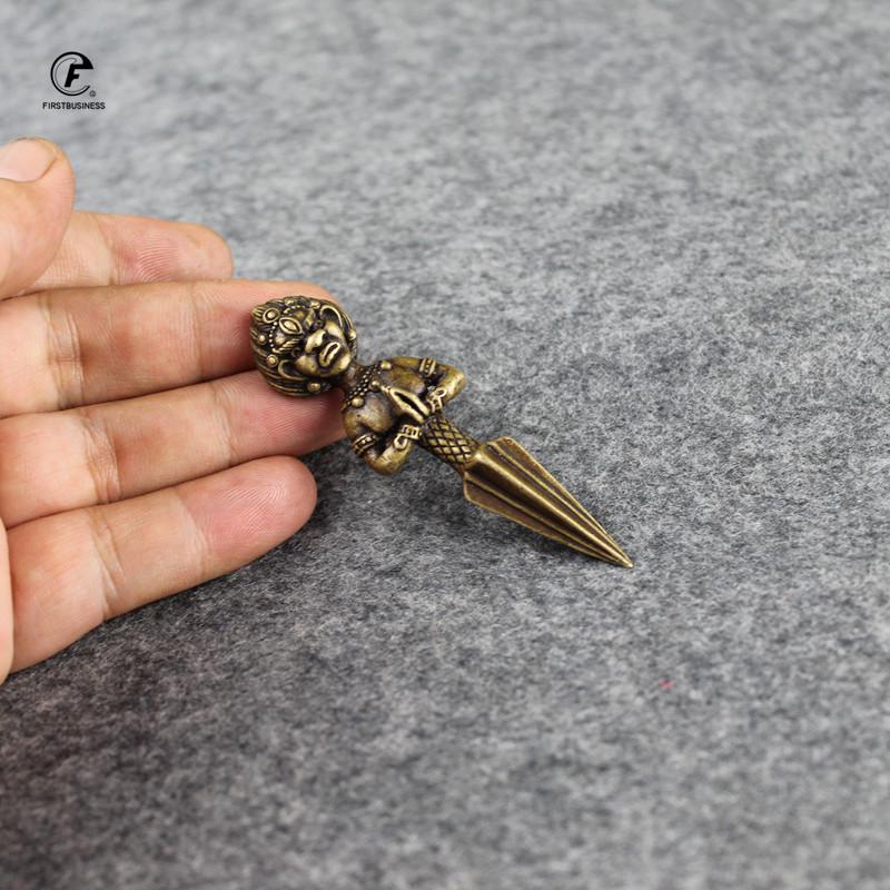 Copper Tea Knife Mahayana God Wealth Tibetan Vajra Pestle Awl Tea Tools Cone Needle Breaking Prying Tea Brick Professional Tool