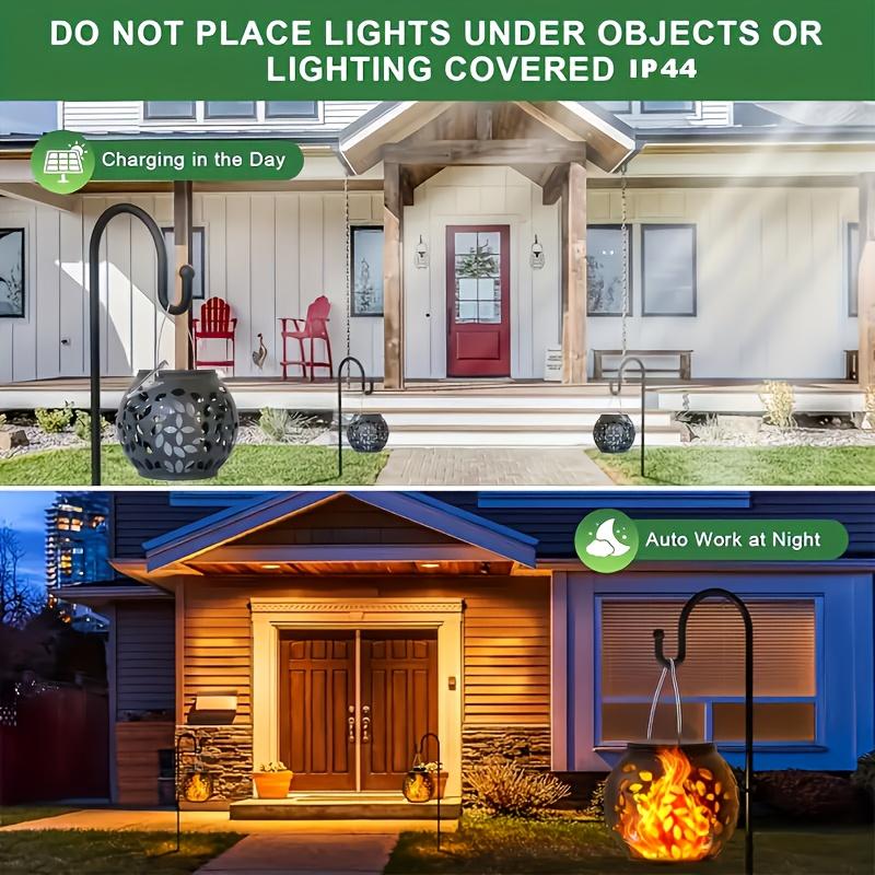 Outdoor solar lights, solar flame hanging lights, garden decorative lighting, openwork pattern design