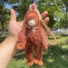 Red Gorilla Plush Doll Kawaii Cartoon Wear Necklace Monkey Keychain Bag Pendant Soft Fluffy Orangutans Car Key Ring Party Gift