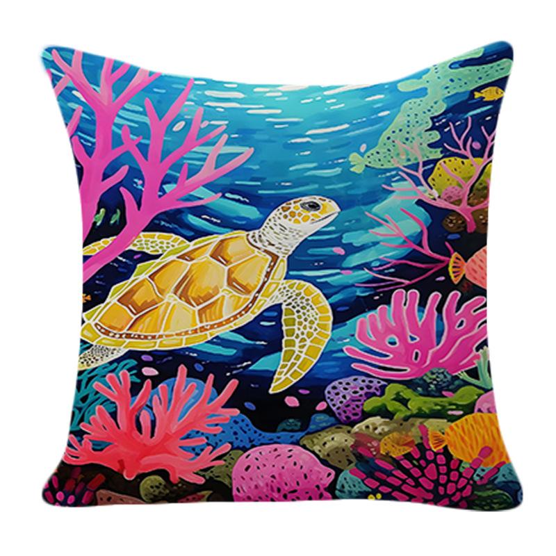 

Home Tropical Rainforest Ocean Underwater World Super Soft Velvet Printed Pillow Cover Sofa Cushion Car Lumbar Pillow Home 45*45cm