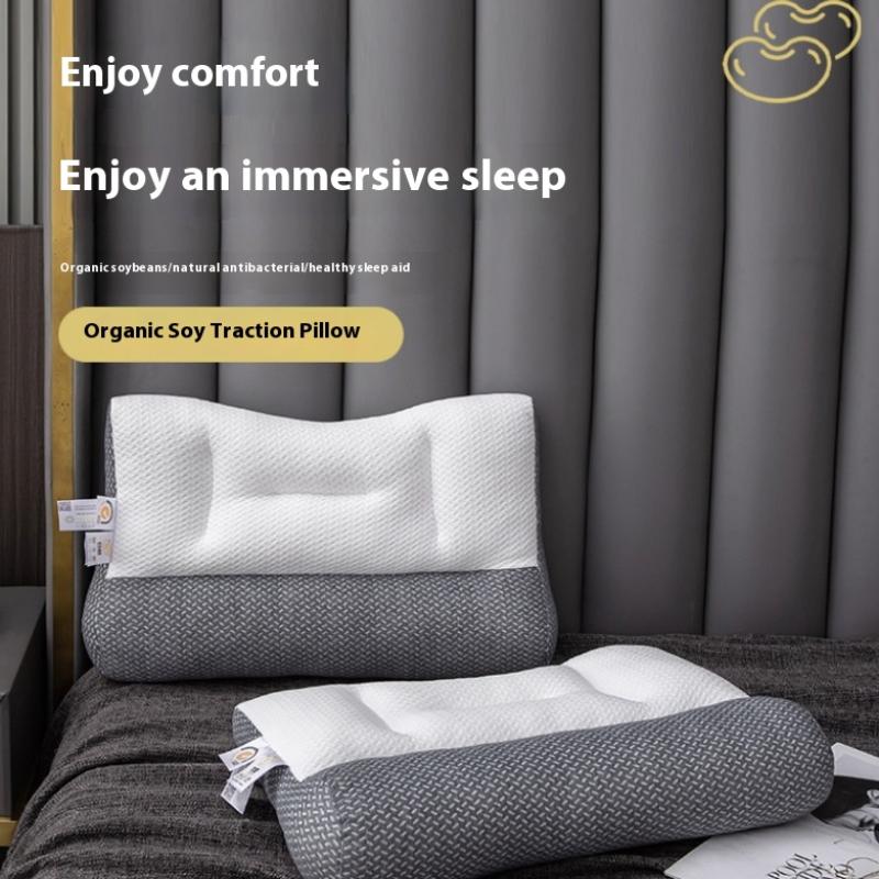 Pernă Ortopedică Pentru Suport Cervical și Ajutor pentru Somn, Design Zonal cu Tracțiune Inversă cu Nucleu Tricotat din Fibră de Soia Utilizare Acasă/Cămin