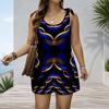 Women Plus Size Black White Printed Sleeveless Scoop Neck Tie Strap Loose Romper With Pockets