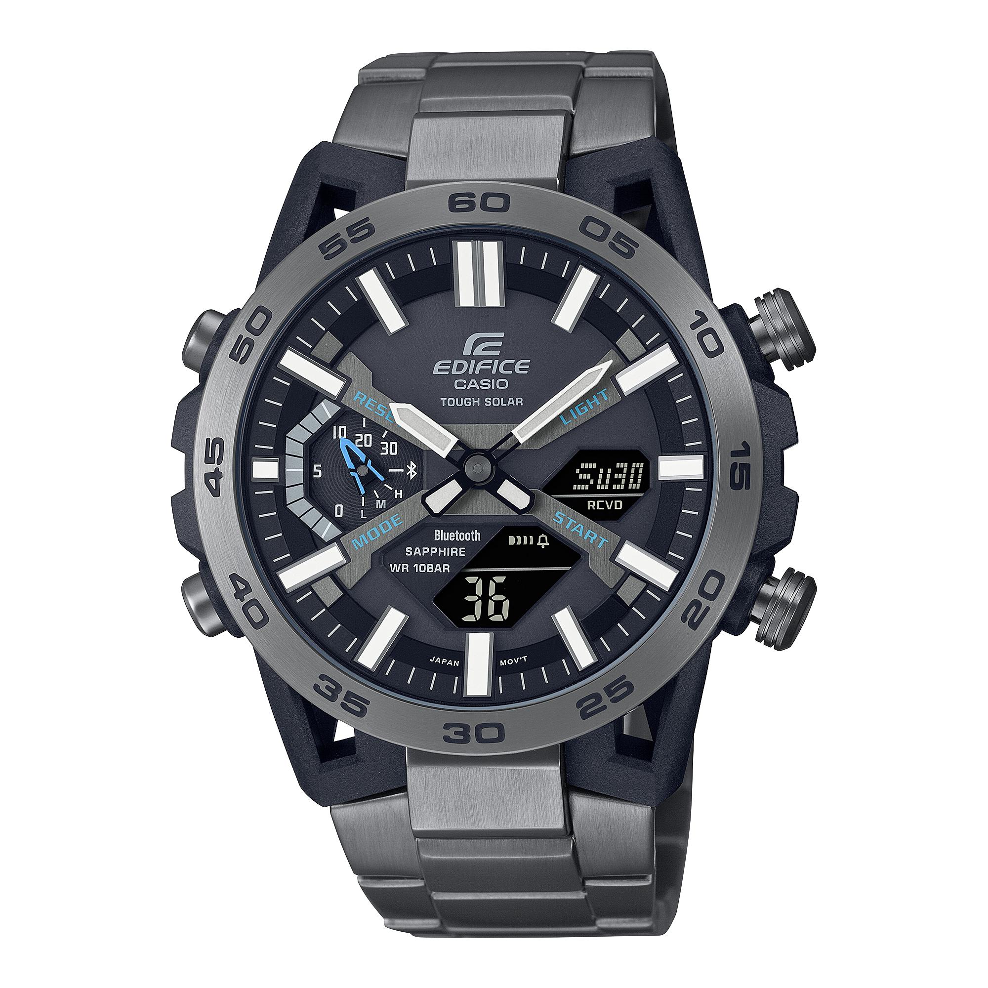 Casio Edifice Men s Stainless Steel 100M Water Resistant Quartz Watch ECB-2000YDC-1A чёрный