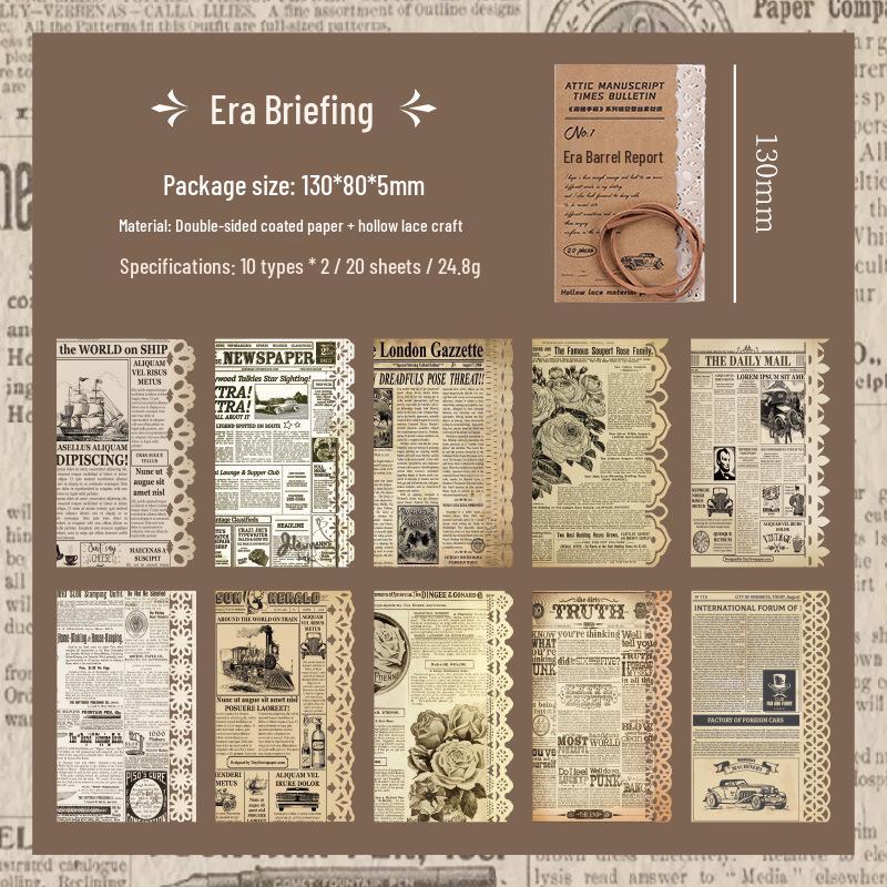 Innisfree Retro DIY Journal Stickers - Non-Adhesive Attic Manuscript Hollow-Out Sticky Notes Paper