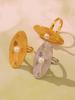 18K Gold Oval Mother-of-Pearl Fingerprint Ring for Women, Unique European and American Style