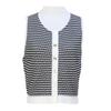Women's Striped Sleeveless Knit Cardigan - Retro Spring/Summer 2025 Collection