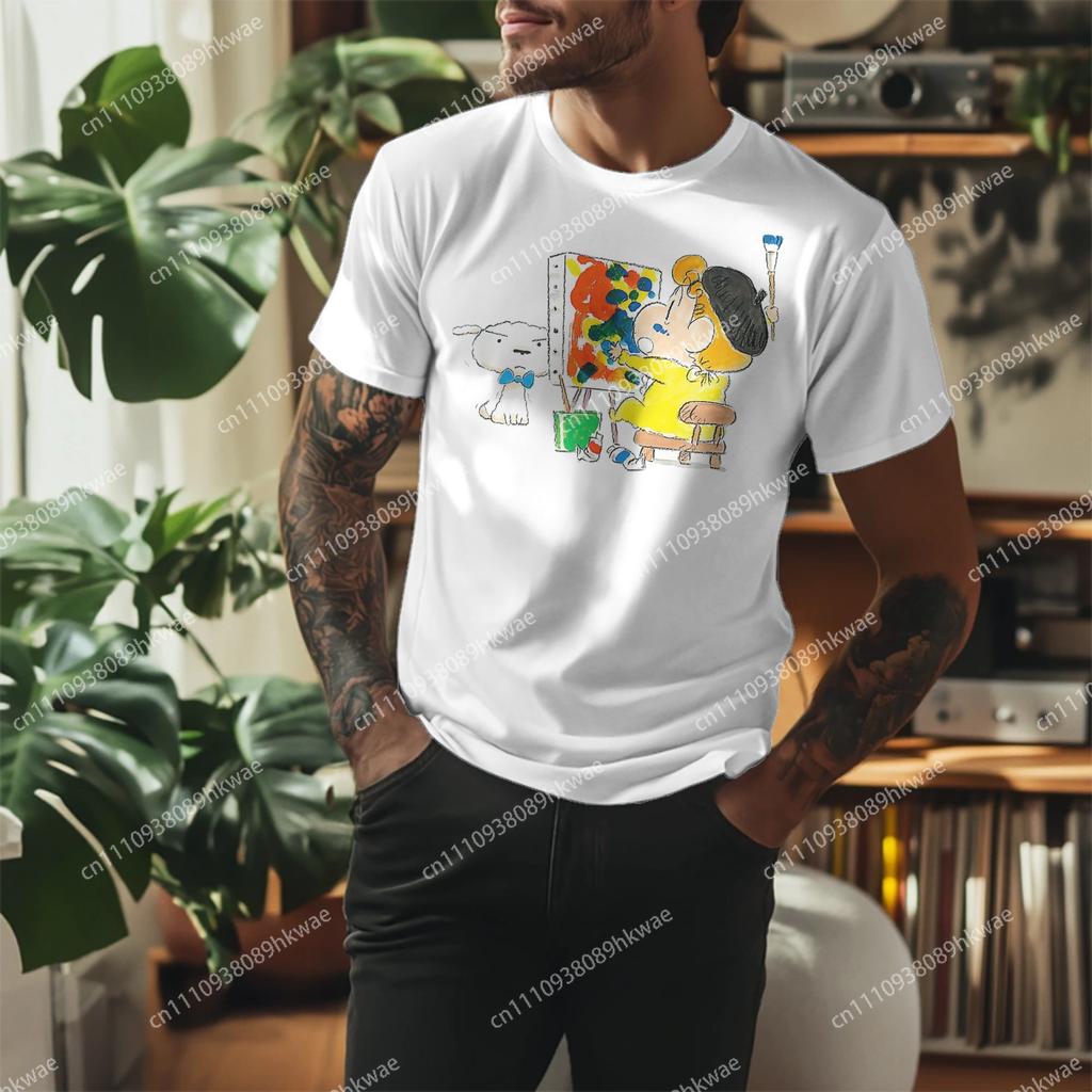 Leisure Crayon Shinchan Cute T Shirt Unisex Oneck Short Sleeve Tops Cotton Summer Clothing