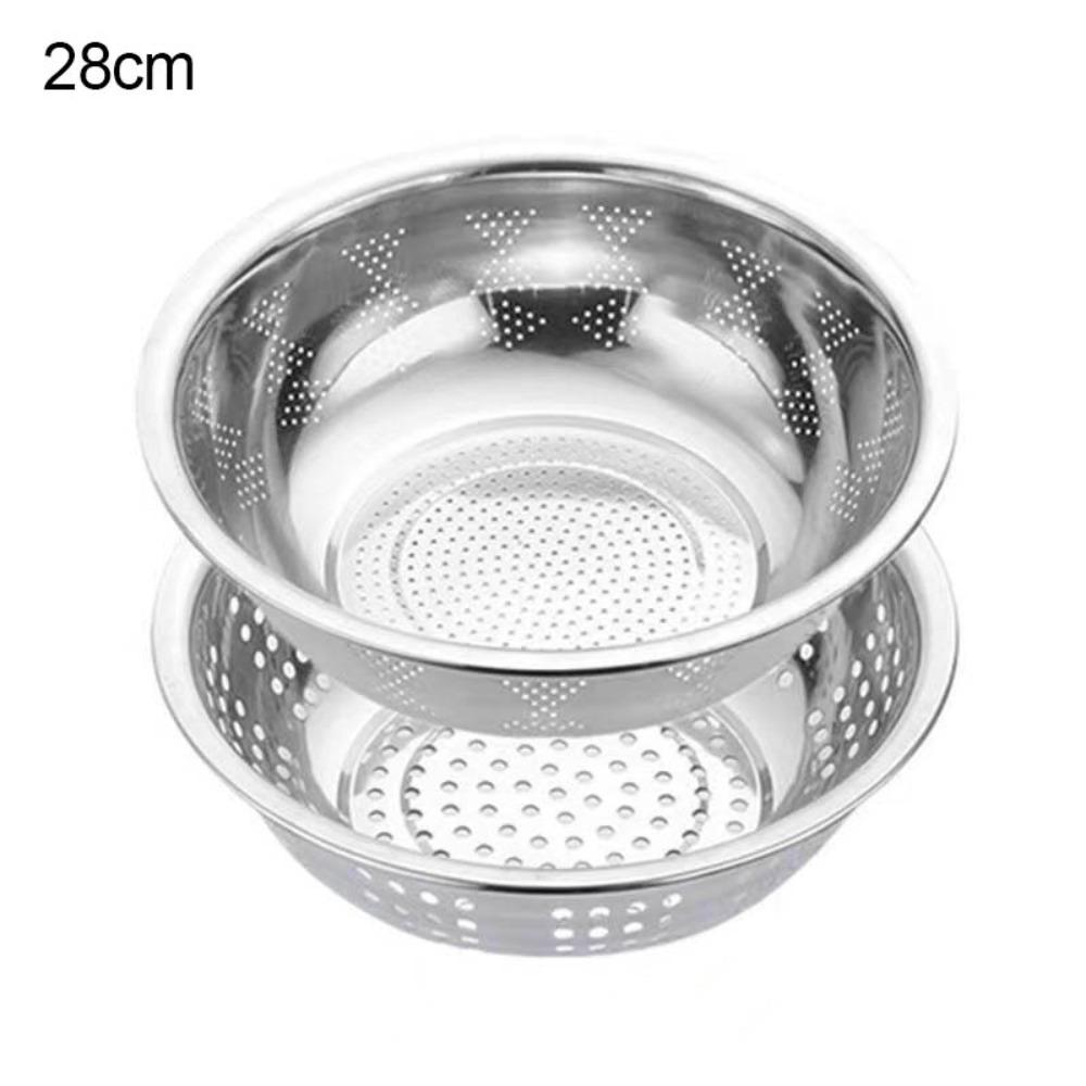 Stainless Steel Grater Basin Round Rice Washing Basin Convenient Filter Net Bowls  Fruit