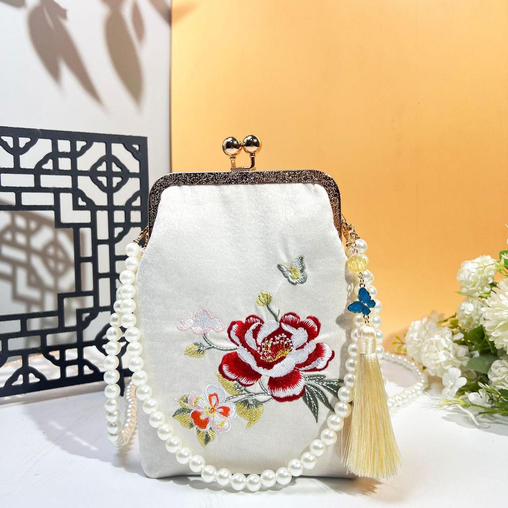 Ancient Style Single Shoulder Crossbody Cheongsam Bag with Embroidery Clasp Handbag