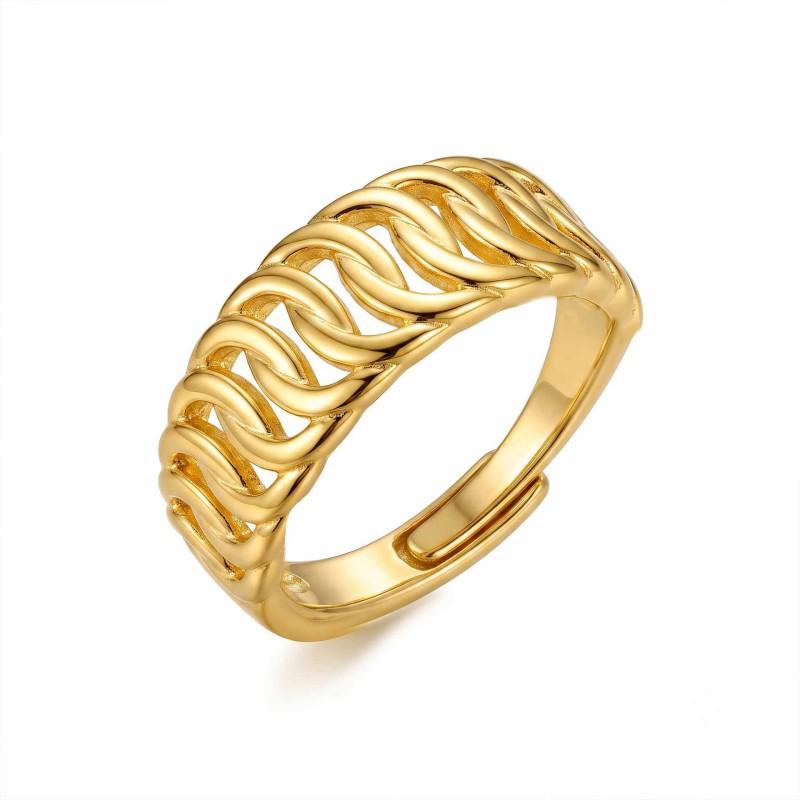 Modern Chinese Wave Hollow Ring: Elegant Unisex Band for Couples