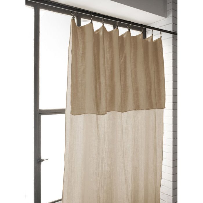 Rideau ajustable + 8 anneaux pince "Gaïa" 140 x 300 cm "Gaze de Coton" l'Effet Papillon - Gaia Ficelle - 1 Panneau ajustable 140 x 3