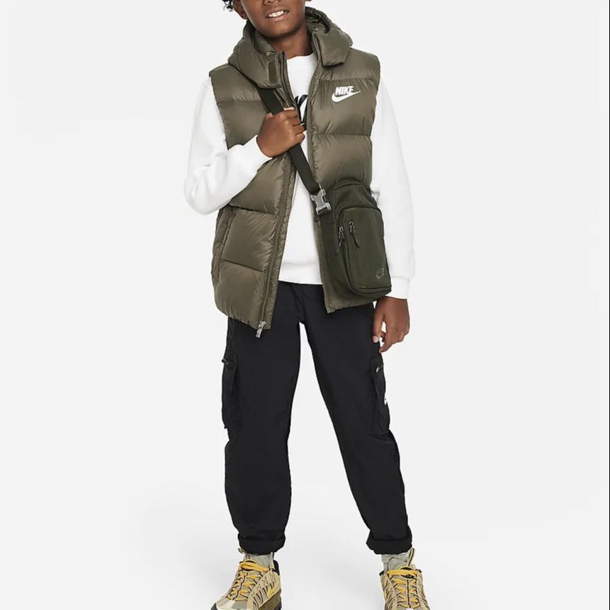 Nike Vest Logo Print Removable Hooded Down Kids Outerwear DZ9728-222