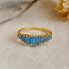 Wedding Engagement Anniversary Promise Gift – Vintage Teal Sapphire Baguette Engagement Ring, Yellow Gold Plated Art Deco Cluster Jewelry