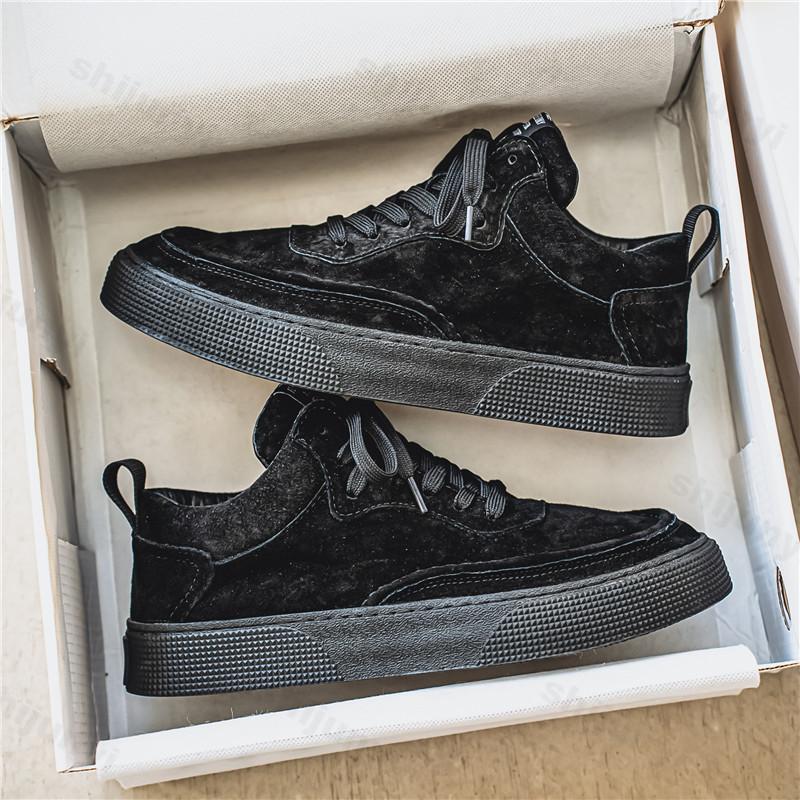 Fashion Vintage Men's Low Help Shoes Fashion Spring Autumn New Lace Up Platform Sneakers Comfortable Height Increase Casual Board Shoes