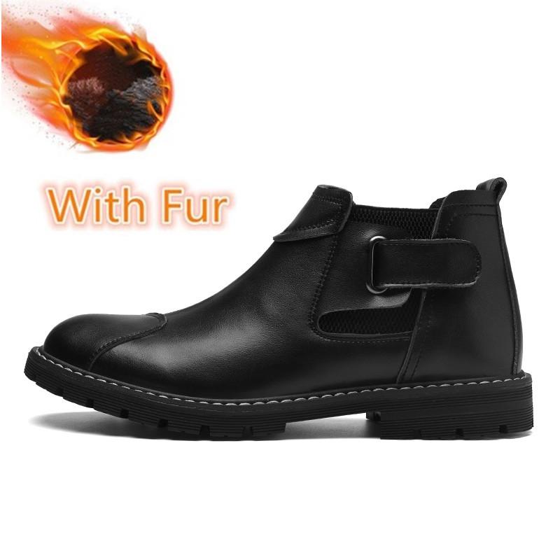 Winter Chelsea Boots Men Leather Shoes Men Ankle Boots Fashion Brand Male Footwear 2024 Classic Platform Shoes Retro Brogue Shoe