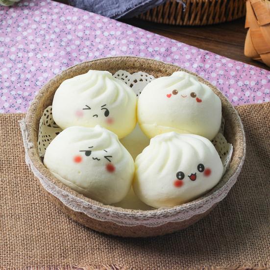 Cartoon Steamed Bun Squeeze Toy Simulated Dumpling Sensory Pinch Fidget Toy Stress Relief Relaxation Decompression Tool