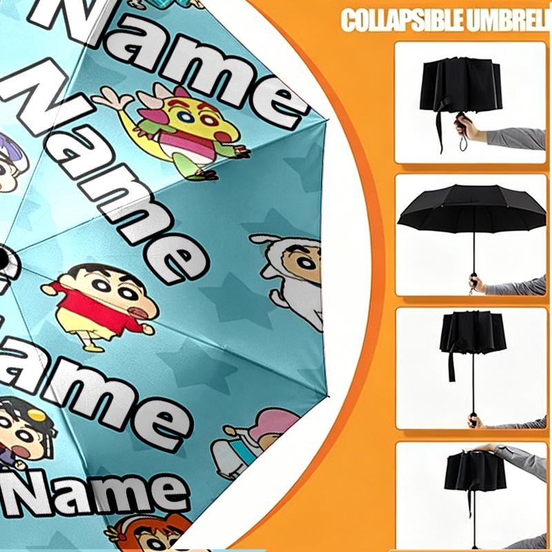 Custom Name Personalized Cartoon comics Print Umbrella, Auto Open Close, 8‑Rib Sturdy Frame, Commute Camping Hiking Use, Birthday Gift