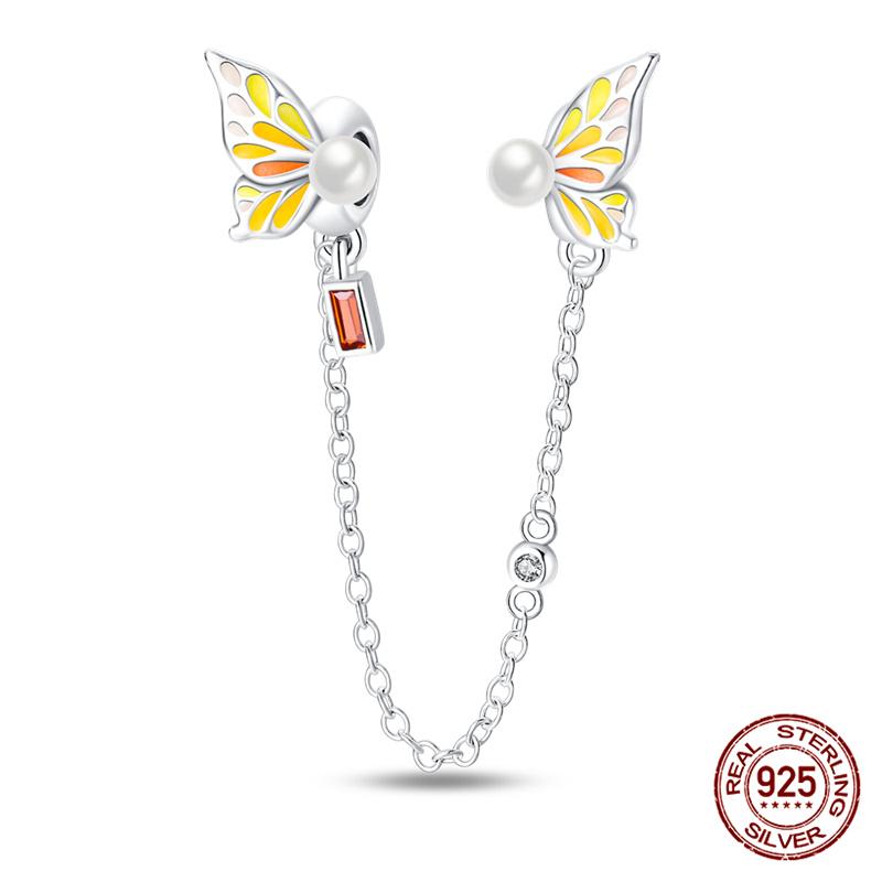 Original 100% 925 Silver Star Moon Safety Chain Fit 925 Original Bracelet & 3mm Bracelet DIY Jewelry Making Women Gift