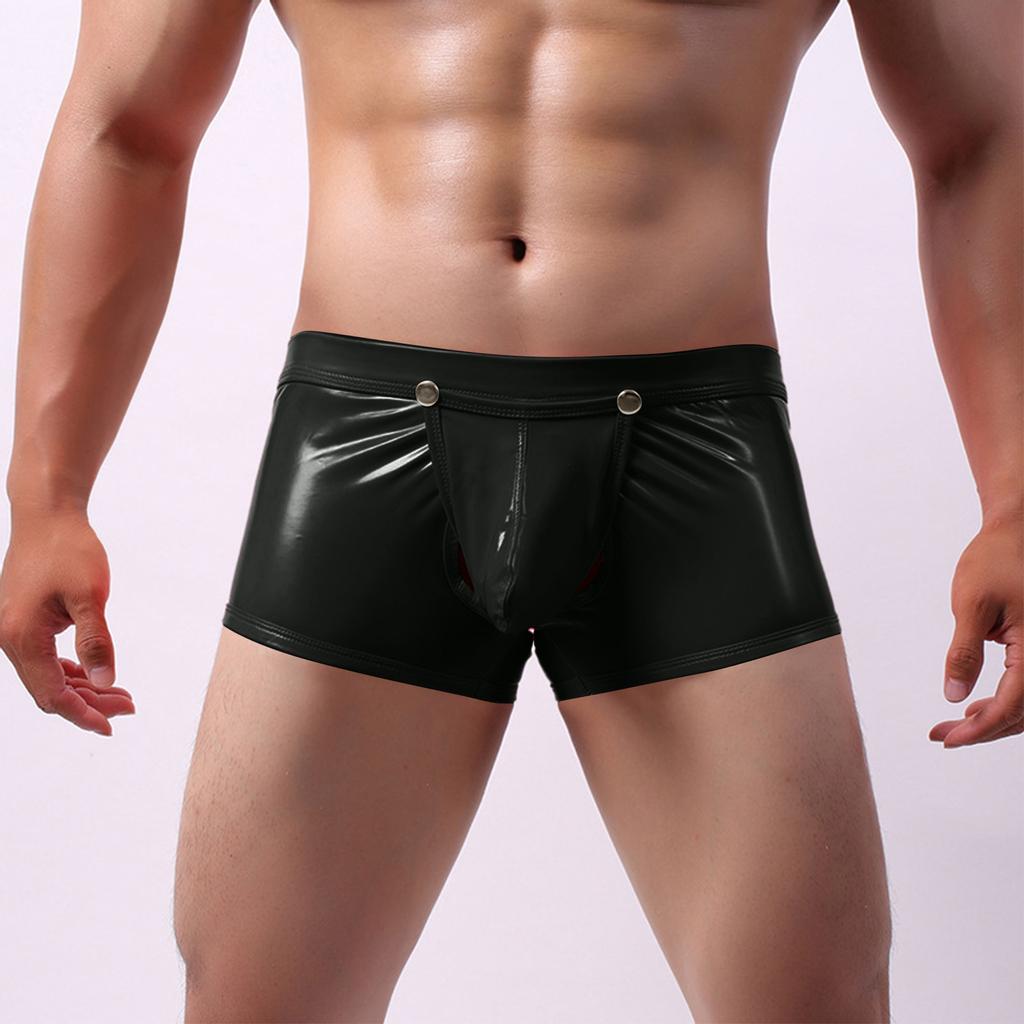 Men Sexy Thong Faux Leather Lingerie Briefs Underwear Boxer Shorts Briefs String
