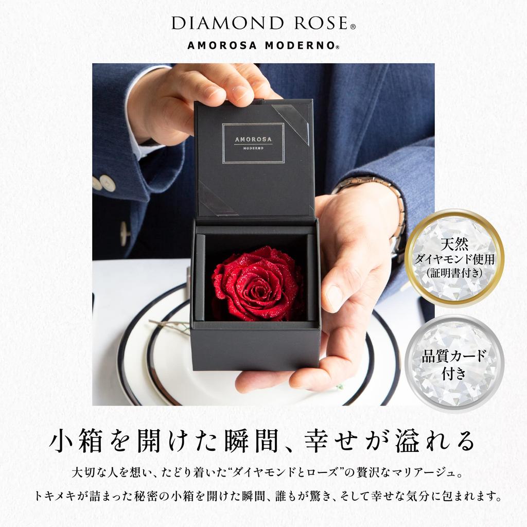 AMOROSA Preserved Flowers in a Diamond Rose Box 85, Bright Red Roses, Gift for Birthdays, Weddings, Anniversaries, Proposals, Dried Flowers, AM85FS-30