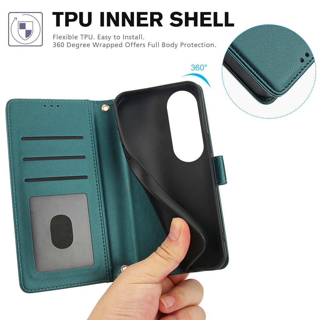 SY-003 For Oppo A60 4G Case PU Leather Stand View Phone Wallet Cover with Hand Strap