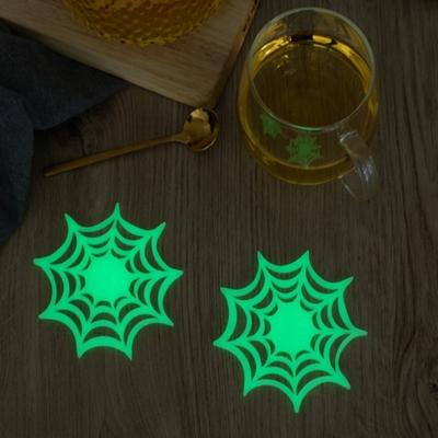 1-20PCS Halloween Coasters Pumpkin Spider Web Design Heat Resistant Non Slip Easy Clean Drink Coasters for Home Party Decoration