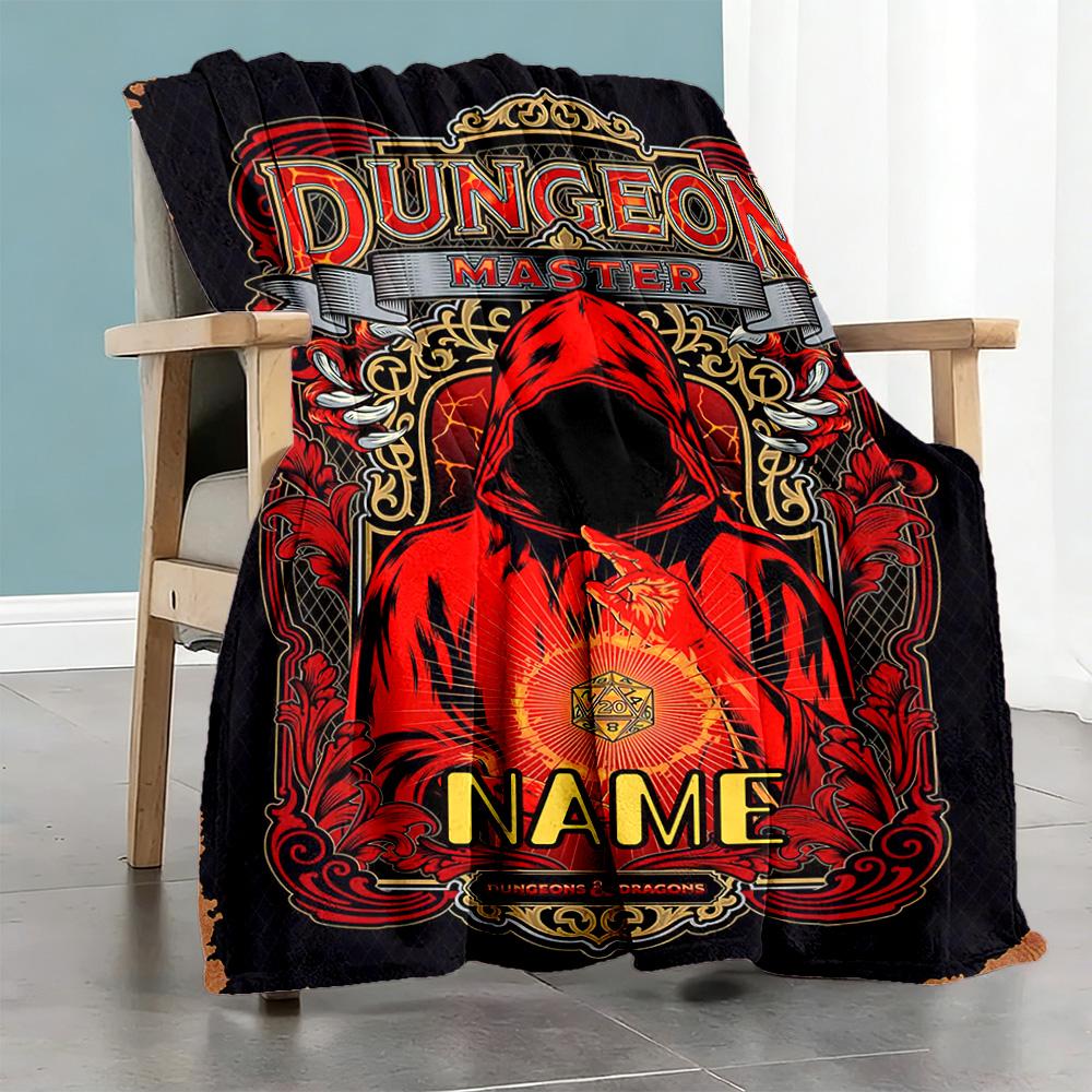 Dungeon Master Style Personalized Name Blanket Cozy Personalized Blanket Soft & Cozy Throw For Chair Picnics Seaside Home Decor Ideal for All Seasons