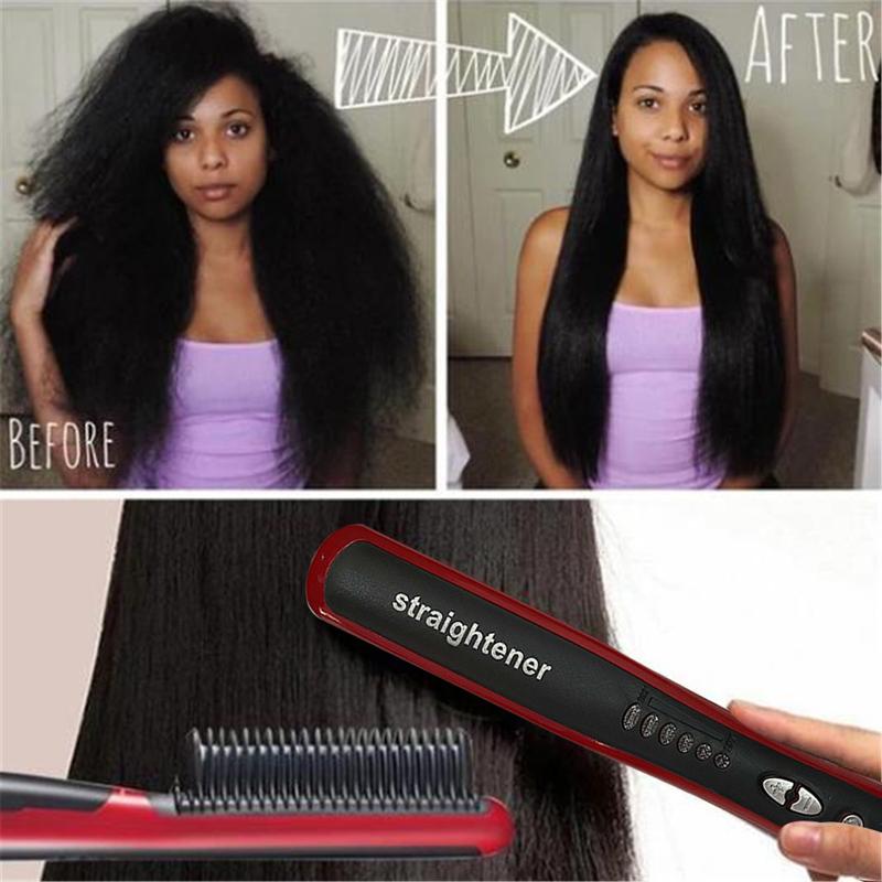 Straightening Heating Combs Men Beard Hair Straightener Ceramic Curler Electric Hair Brush Straightener