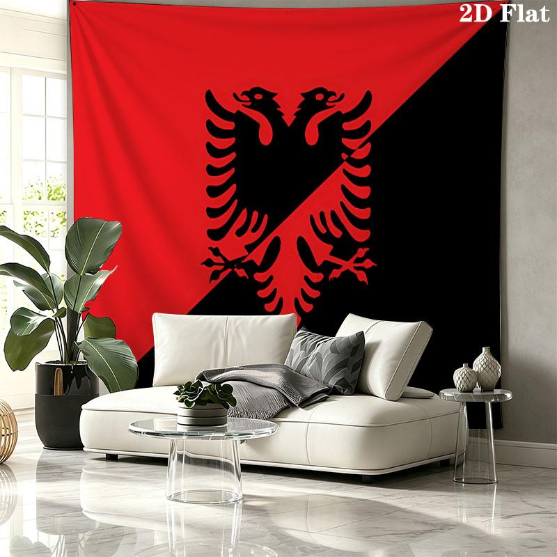 Republic of Albania Wall Tapestry Aesthetic Wall Hanging Printed Fabric Blanket Decorative Tapestries for Bedroom Living Room Home Decor