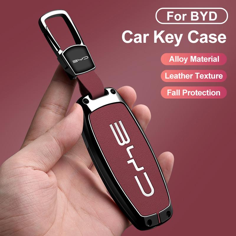 Zinc Alloy Leather Car Key Bag For Byd Second-Generation Song Pro, Tang Dm, Qin Plus Max, Yuan Dynasty, Atto, Han Ev, Dolphin