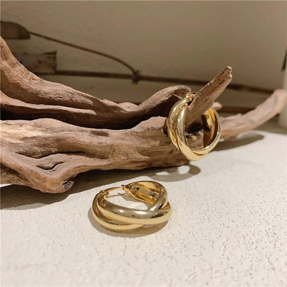

Zinc Zinc Alloy Female Cross Earrings Fashion Jewelry Korean Style Ear Buckle Women Hoop Earrings золотой