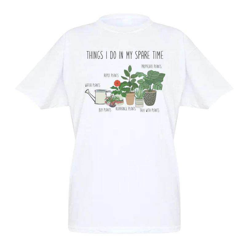 Garden Plant Print Botanical TShirt Cute Aesthetic Graphic Tees Casual Short Sleeve Funny T Shirt Women Cottagecore Clothes