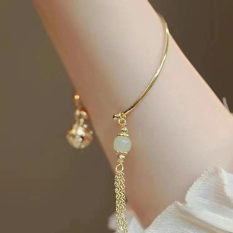 New ins niche design national style gold silk bell pendant bracelet bracelet female