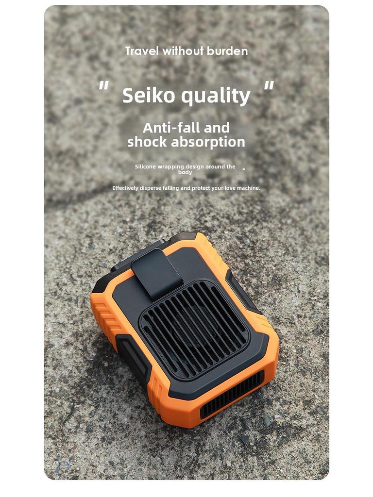 Tragbarer, wiederaufladbarer, an der Taille hängender elektrischer Ventilator: Große Kapazität, starker Wind, Kühlung im Freien