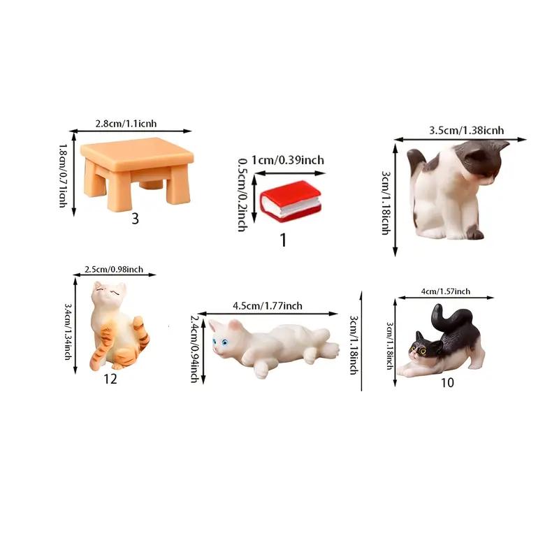 Charming Cat Figurines for Car Home Office Decor Resin Miniature Landscape Accessories DIY Fairy Gardens Succulent Displays Gift