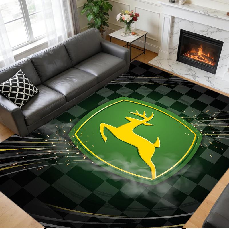 John Deere Druck Kristall Samt Plüsch Teppich Verschleiß?Widerstandsfähig Anti?Rutschfeste Bodenmatte für die Innendekoration im Haushalt